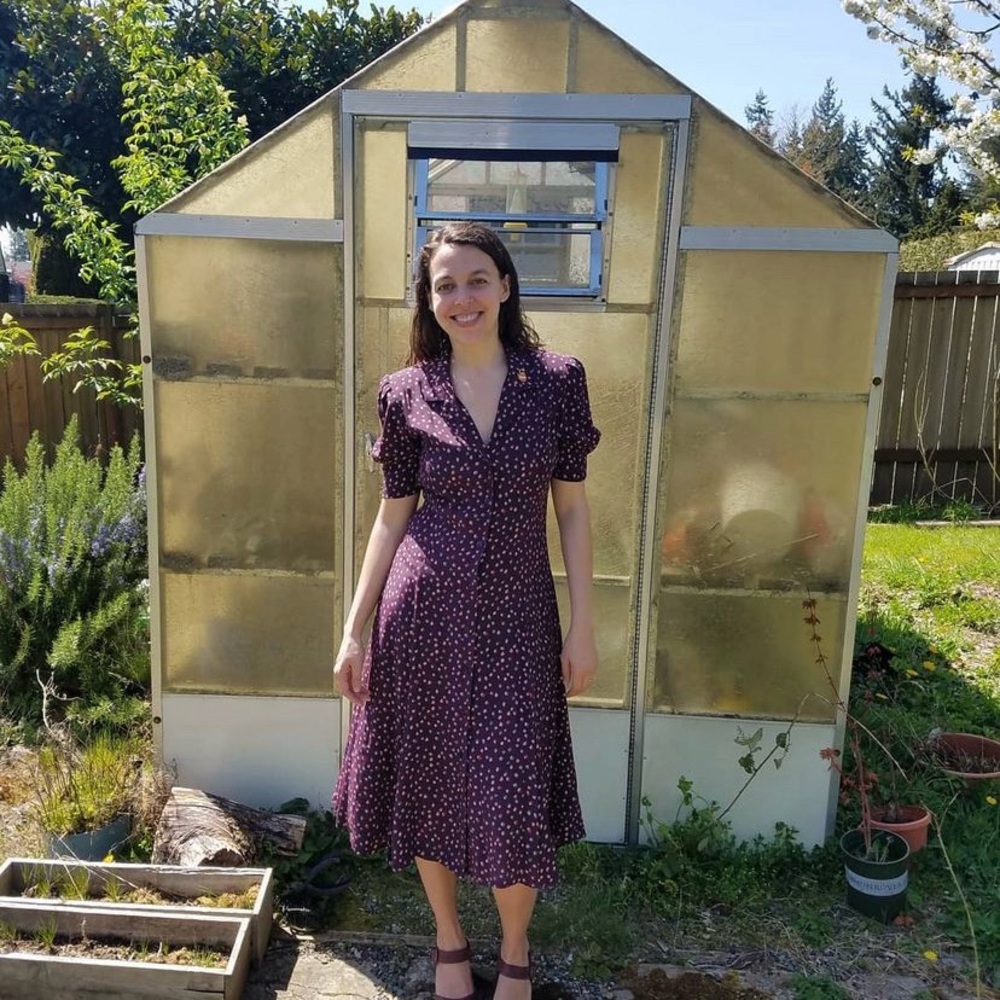 Size S Vintage Purple Abstract Dot Dress
